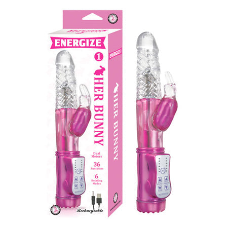 Energize Her Bunny 1 36 Function 6 Rotating Modes Dual Motor USB Rechargeable Waterproof Pink-0